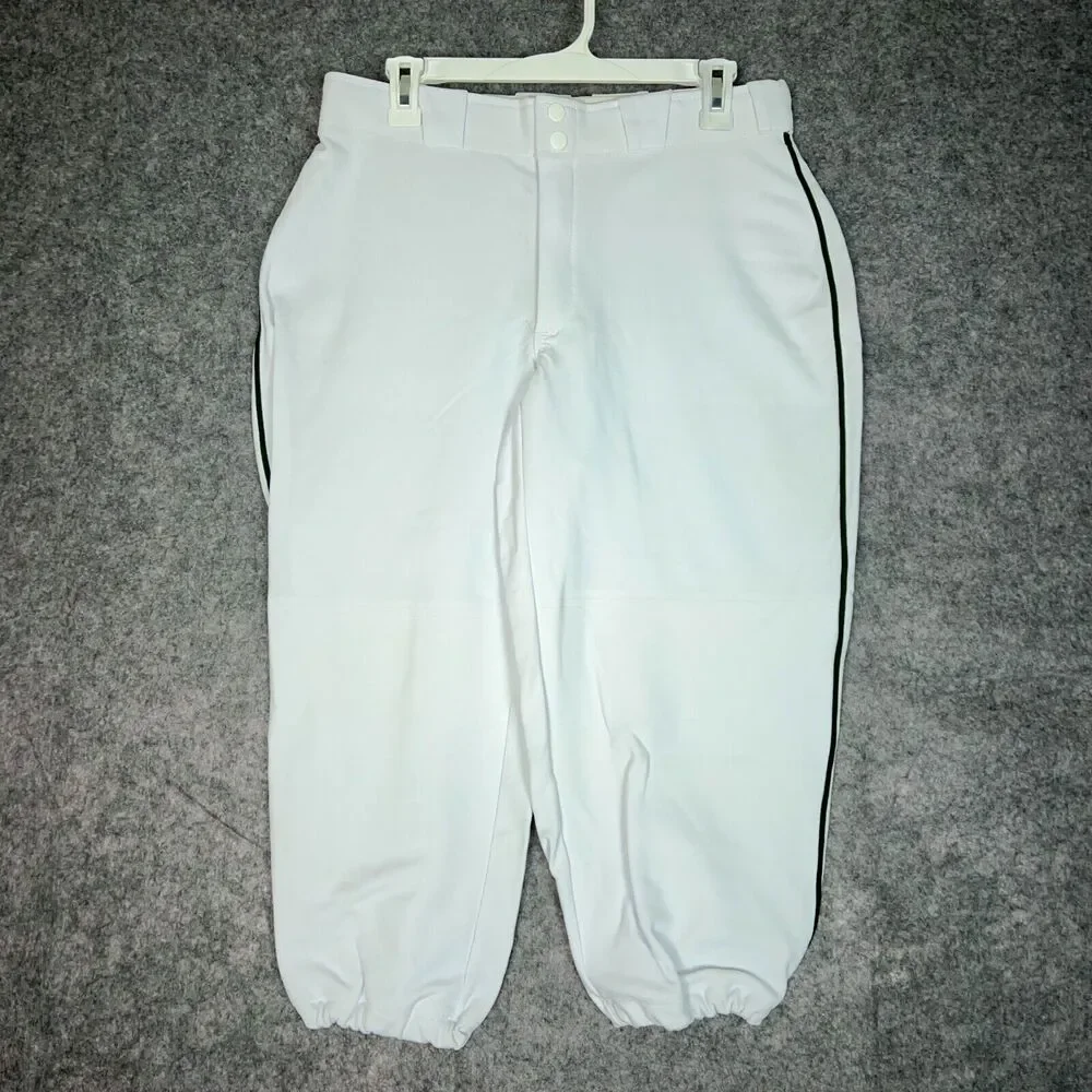 Russell Athletic Womens Softball Pants Extra Large ray White Black Snap‎ Button
